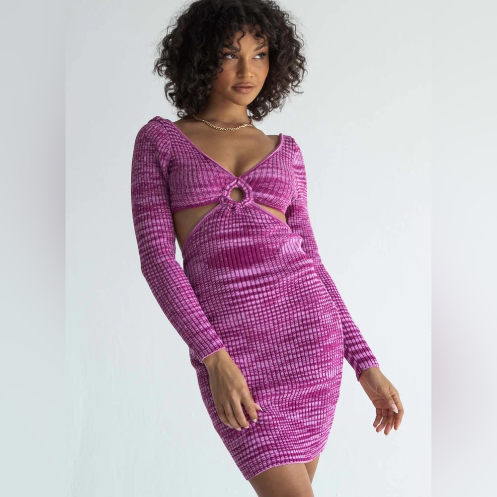 New Princess Polly LUCIA CUT OUT MINI DRESS PURPLE - Picture 1 of 4